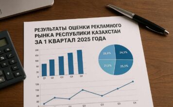 Объем рекламы в Казахстане за 1 квартал 2025 года