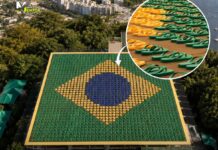 Когда продукт сам становится рекламой: Havaianas собрал флаг Бразилии из 4,5 тыс. пар шлепанцев